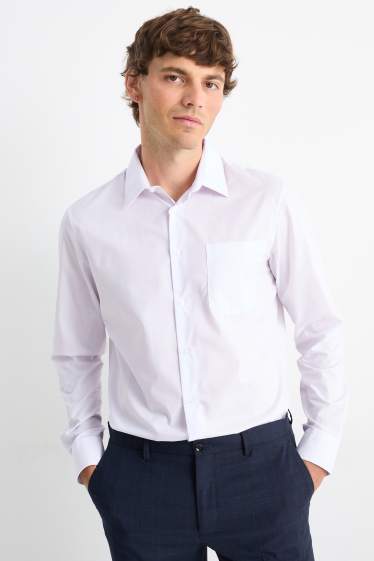 Home - Camisa formal - regular fit - coll kent - blanc