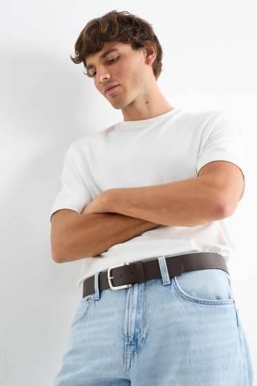 Herren - Gürtel - Lederimitat - dunkelbraun