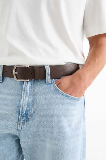 Herren - Gürtel - Lederimitat - dunkelbraun