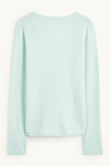 Femmes - Pull en cachemire avec encolure en V - vert menthe