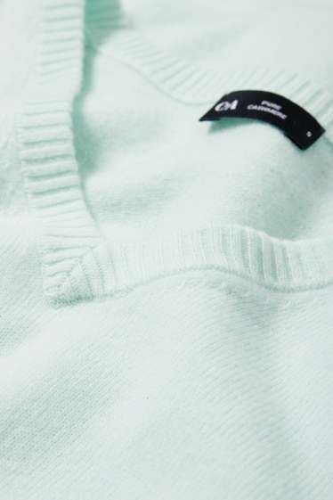 Femmes - Pull en cachemire avec encolure en V - vert menthe