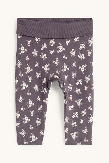 Baby Girls - Flowers - baby outfit - 2 piece - gray / beige