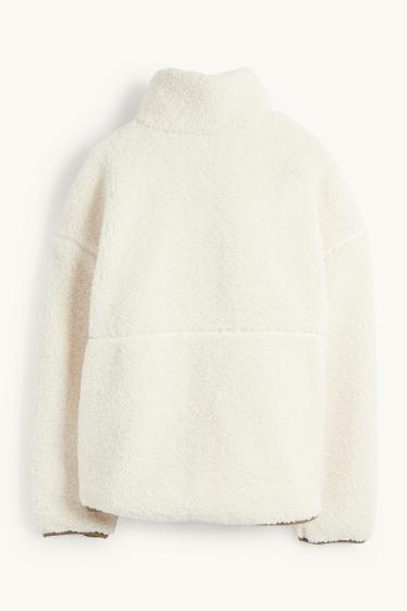 Damen - Teddy-Fleecejacke - cremeweiß