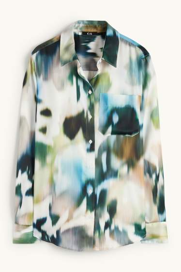 Damen - Satin-Bluse - gemustert - bunt
