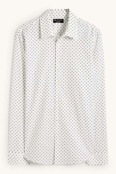 Herren - Hemd - Regular Fit - Kent - Minimal-Print - strukturiert - weiß