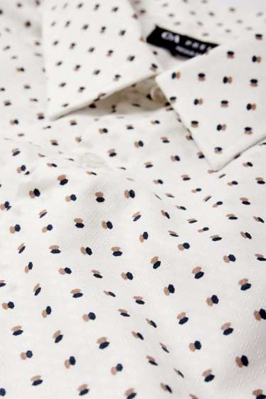 Herren - Hemd - Regular Fit - Kent - Minimal-Print - strukturiert - weiß
