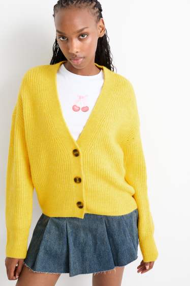 Damen - Strickjacke - gelb