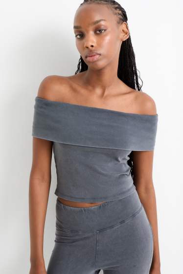 Dámské - Krátké tričko - tmavošedá