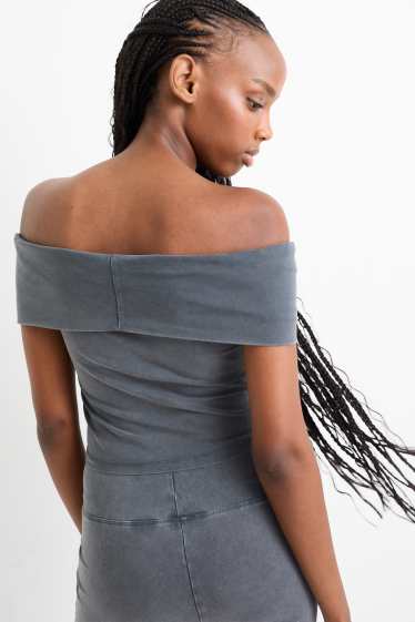 Dámské - Krátké tričko - tmavošedá