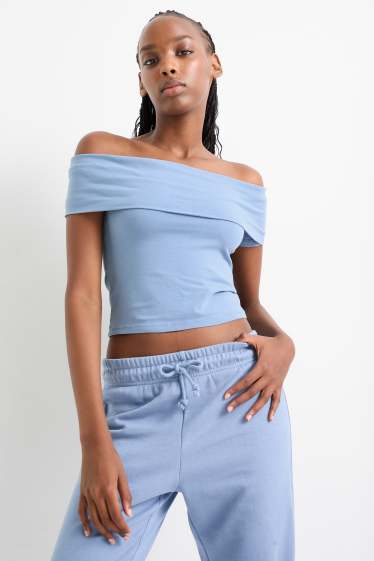 Women - Cropped T-shirt - light blue