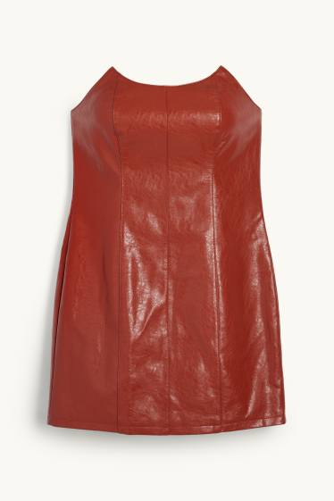 Dona - Vestit ajustat - pell sintètica - vermell