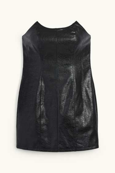 Dames - Nauwsluitende jurk - imitatieleer - zwart