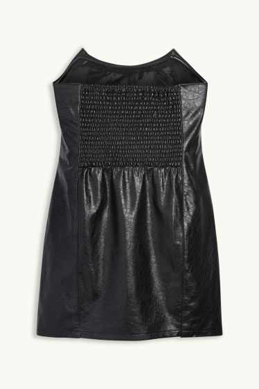 Dames - Nauwsluitende jurk - imitatieleer - zwart