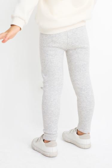 Enfants filles - Lot de 2 - chat et nœud - leggings - gris clair