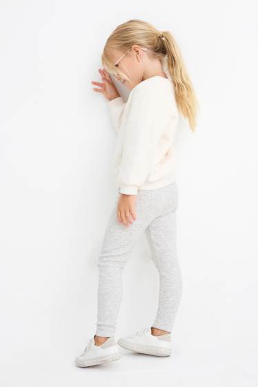 Enfants filles - Lot de 2 - chat et nœud - leggings - gris clair