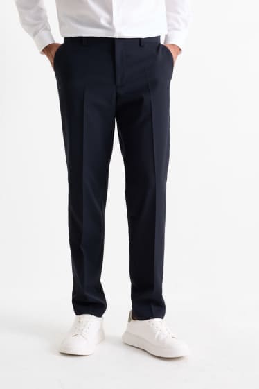 Hommes - Pantalon de costume - regular fit - Flex - laine mélangée - bleu foncé