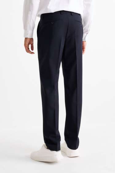Hommes - Pantalon de costume - regular fit - Flex - laine mélangée - bleu foncé