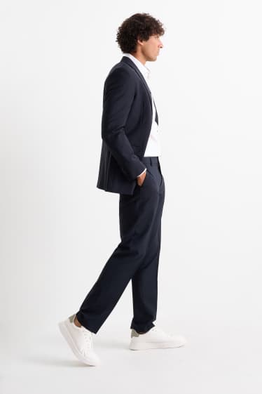 Hommes - Pantalon de costume - regular fit - Flex - laine mélangée - bleu foncé