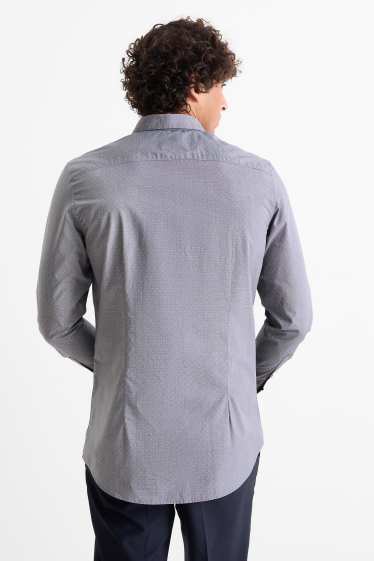 Bărbați - Cămașă office - slim fit - guler Kent - cu buline - gri