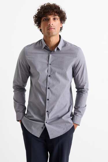 Bărbați - Cămașă office - slim fit - guler Kent - cu buline - gri