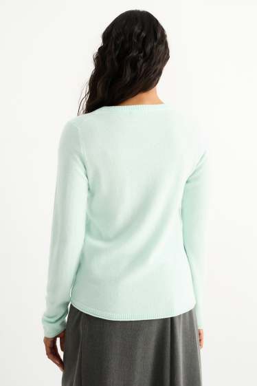 Femmes - Pull en cachemire avec encolure en V - vert menthe