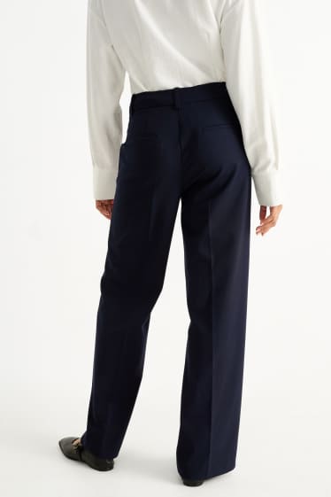 Femei - Pantaloni office - talie înaltă - wide leg - albastru închis