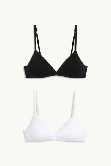 Dzieci dziewczynki - Wielopak, 2 szt. - biustonosz bez fiszbin - wyściełany - biały