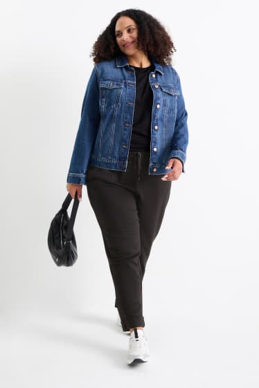 Damen - Stoffhose - Mid Waist - Tapered Fit - schwarz