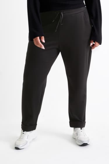 Damen - Stoffhose - Mid Waist - Tapered Fit - schwarz