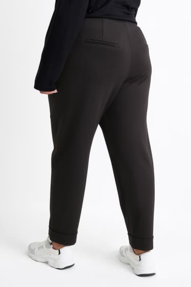 Damen - Stoffhose - Mid Waist - Tapered Fit - schwarz