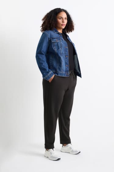 Damen - Stoffhose - Mid Waist - Tapered Fit - schwarz