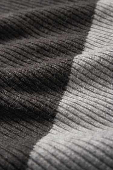 Damen - Pullover - gerippt - grau