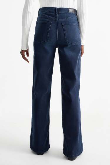 Damen - Wide Leg Jeans - High Waist - dunkeljeansblau