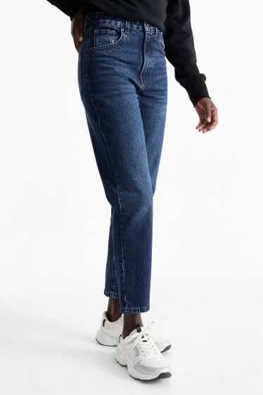 Femei - Mom jeans - talie înaltă - LYCRA® - denim-albastru închis