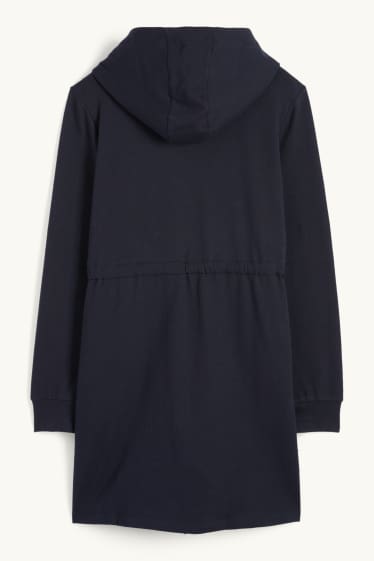 Donna - Giacca in felpa premaman con cappuccio e inserto porta-bebè - blu scuro