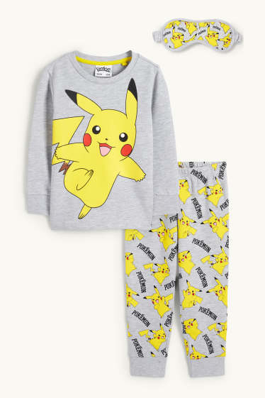 Enfants garçons - Pokémon - ensemble - pyjama et masque de repos - 3 pièces - gris clair