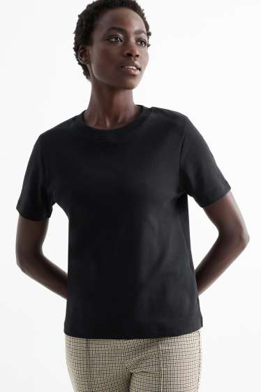 Dames - T-shirt - slim fit - zwart