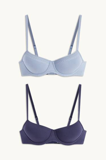 Dona - Paquet de 2 - sostenidors sense cèrcol - enconxats - blau clar
