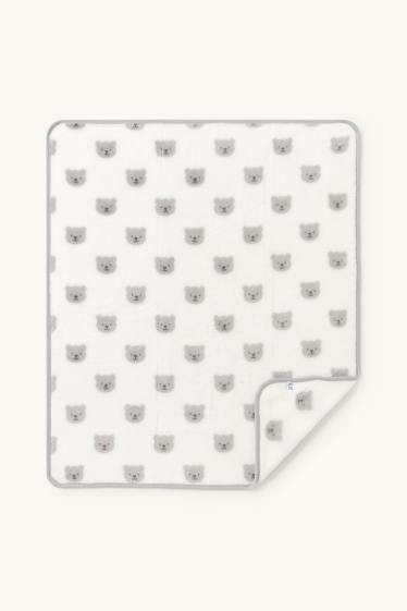Baby Boys - Teddy bear - baby blanket - 100 x 85 cm - white