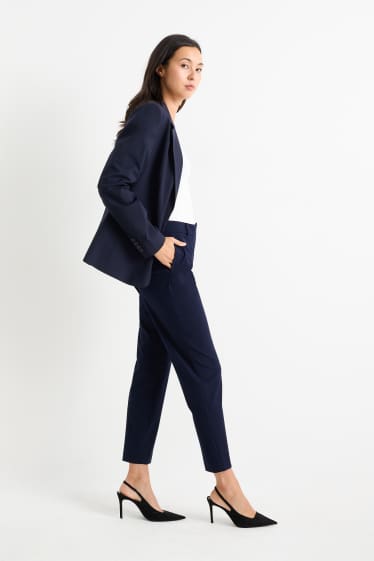 Dona - Pantalons formals - mid waist - slim fit - blau fosc