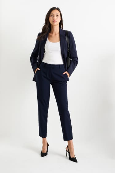 Dona - Pantalons formals - mid waist - slim fit - blau fosc