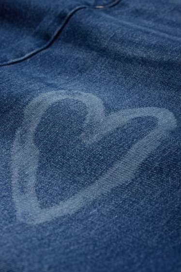 Children Girls - Heart - wide leg jeans - blue denim