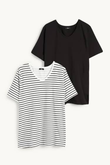 Dámské - Multipack 2 ks - tričko s výstřihem ve tvaru V - LYCRA® - černá/bílá