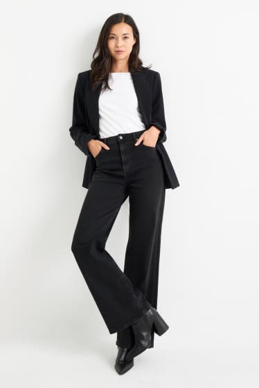 Femmes - Wide leg jean - high waist - jean gris foncé