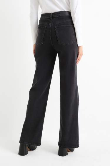 Femmes - Wide leg jean - high waist - jean gris foncé