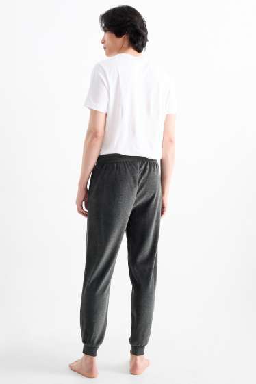 Uomo - Pantaloni pigiama di spugna - grigio scuro