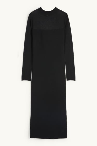 Damen - Strickkleid - schwarz