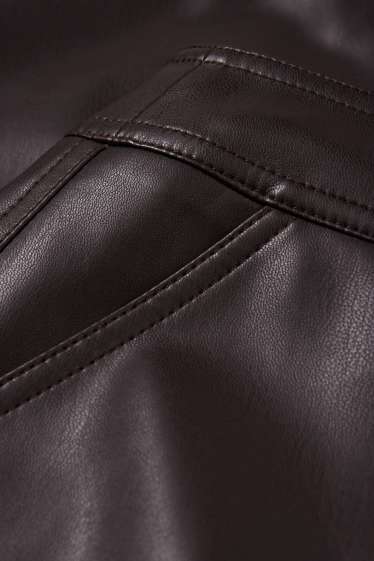 Dámské - Sukně - imitace kůže - tmavohnědá