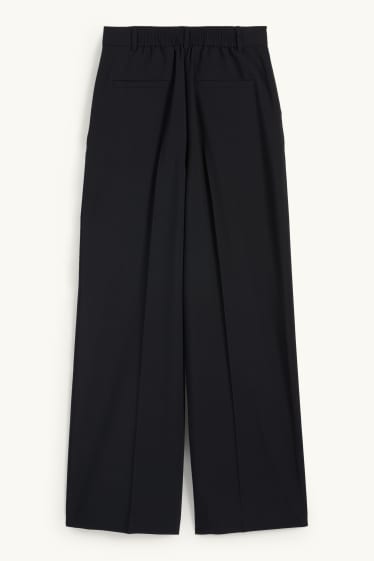Femei - Pantaloni de stofă - talie înaltă - wide leg - negru