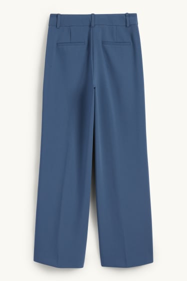 Femei - Pantaloni office - talie înaltă - wide leg - albastru